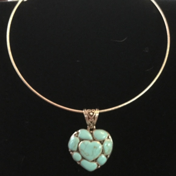 QVC Jewelry - Genuine Sterling Silver Turquoise Heart Choker